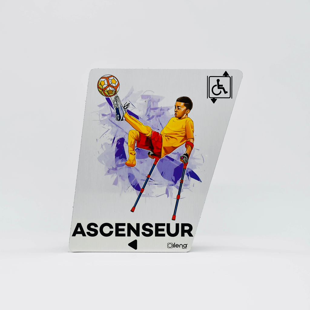 Panneau ascenseur gauche -PMR - handicap -Foot gris