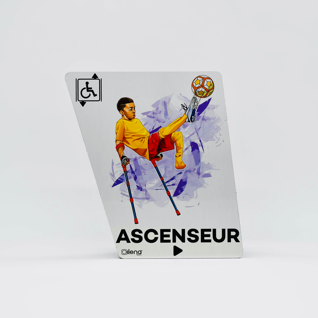 Panneau ascenseur droite -PMR - handicap - Foot gris