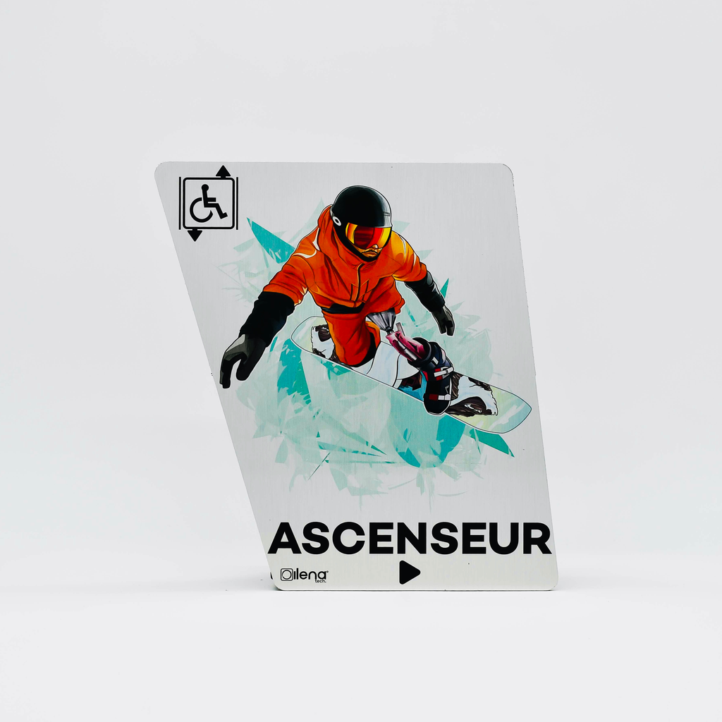 Panneau ascenseur droite -PMR- handicap - Snow gris