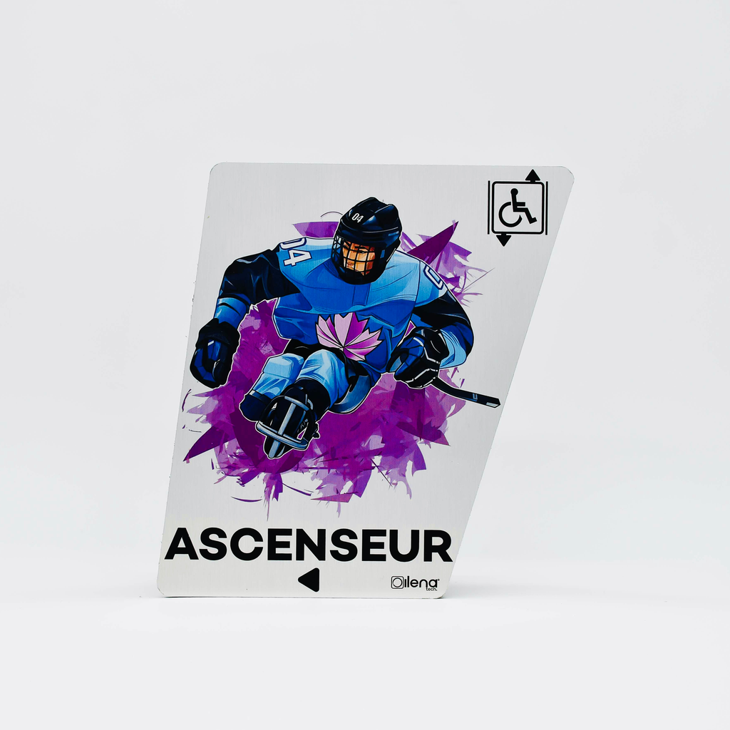 Panneau ascenseur gauche -PMR - handicap -Hockey gris