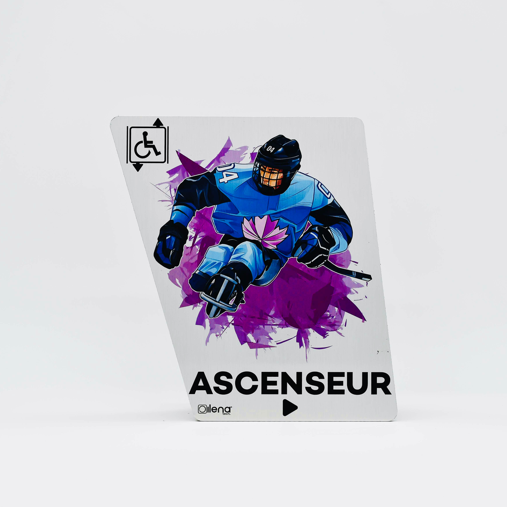 Panneau ascenseur droite -PMR - handicap - Hockey gris