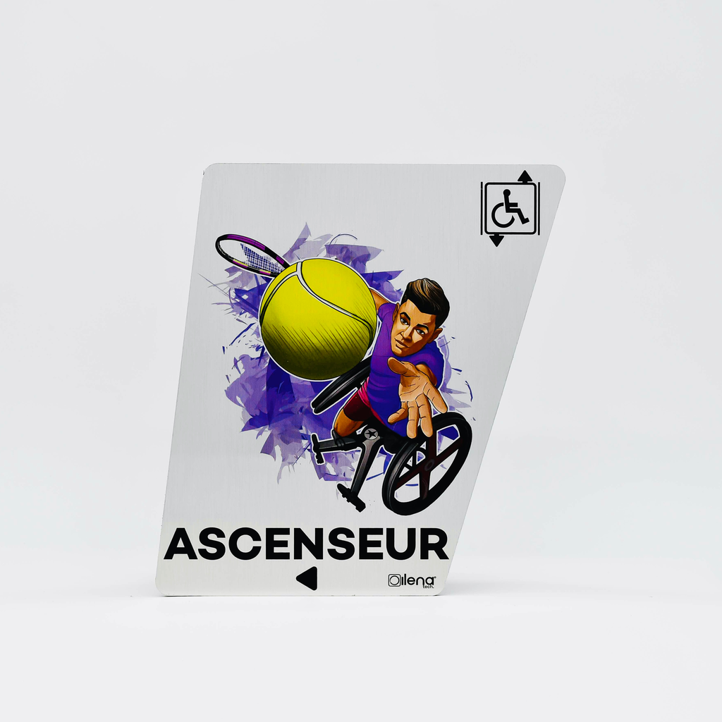 Panneau ascenseur gauche -PMR - handicap - Tennis gris