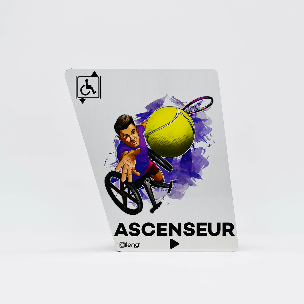 Panneau ascenseur droite -PMR - handicap - Tennis gris
