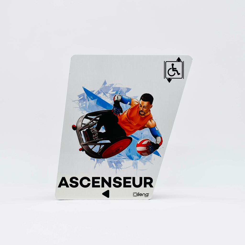 Panneau ascenseur gauche -PMR - handicap -Rugby gris
