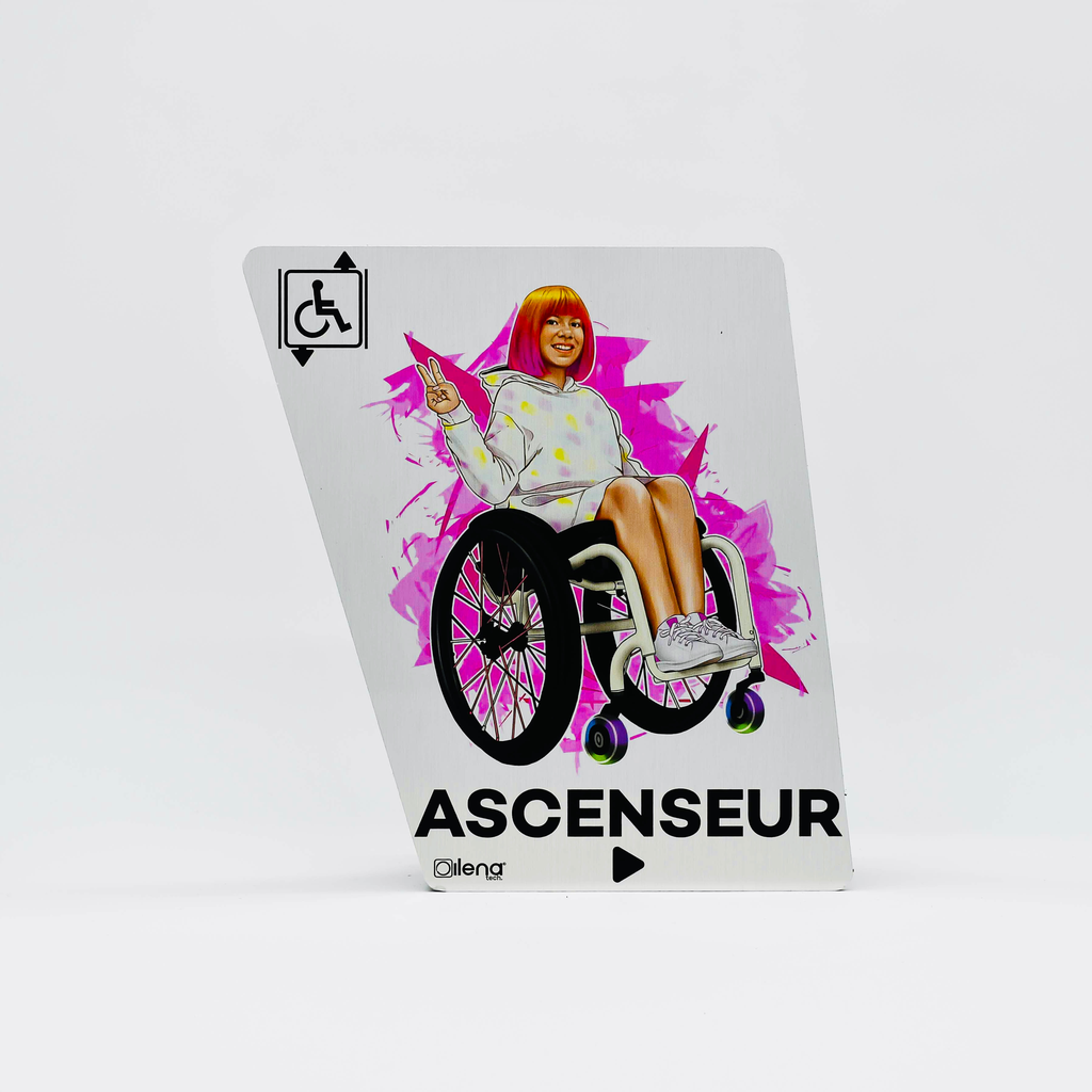 Panneau ascenseur droite -PMR - handicap - Ilena gris