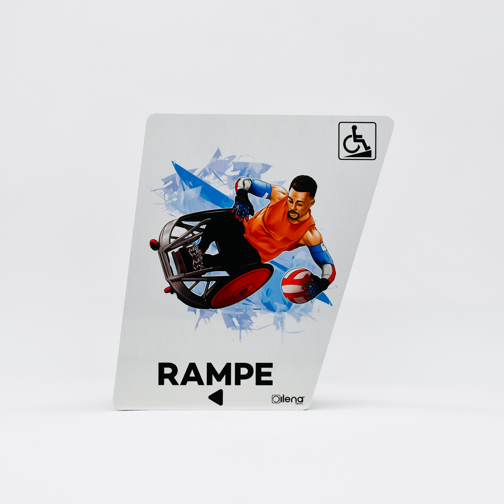 Panneau rampe gauche -PMR -handicap - Rugby gris