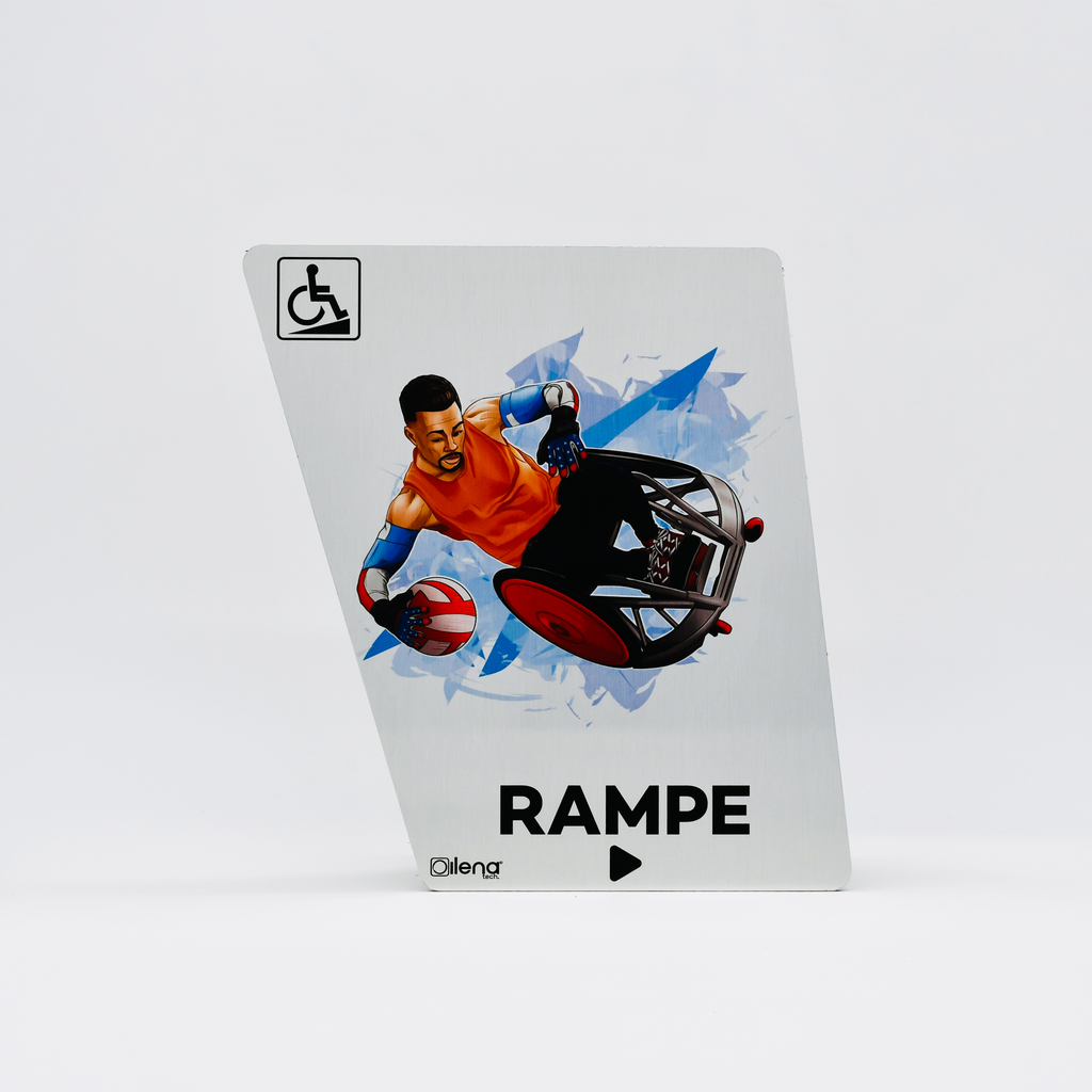 Panneau rampe droite - PMR -handicap - Rugby gris