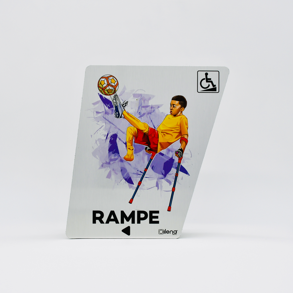 Panneau rampe gauche - PMR -handicap -Foot gris