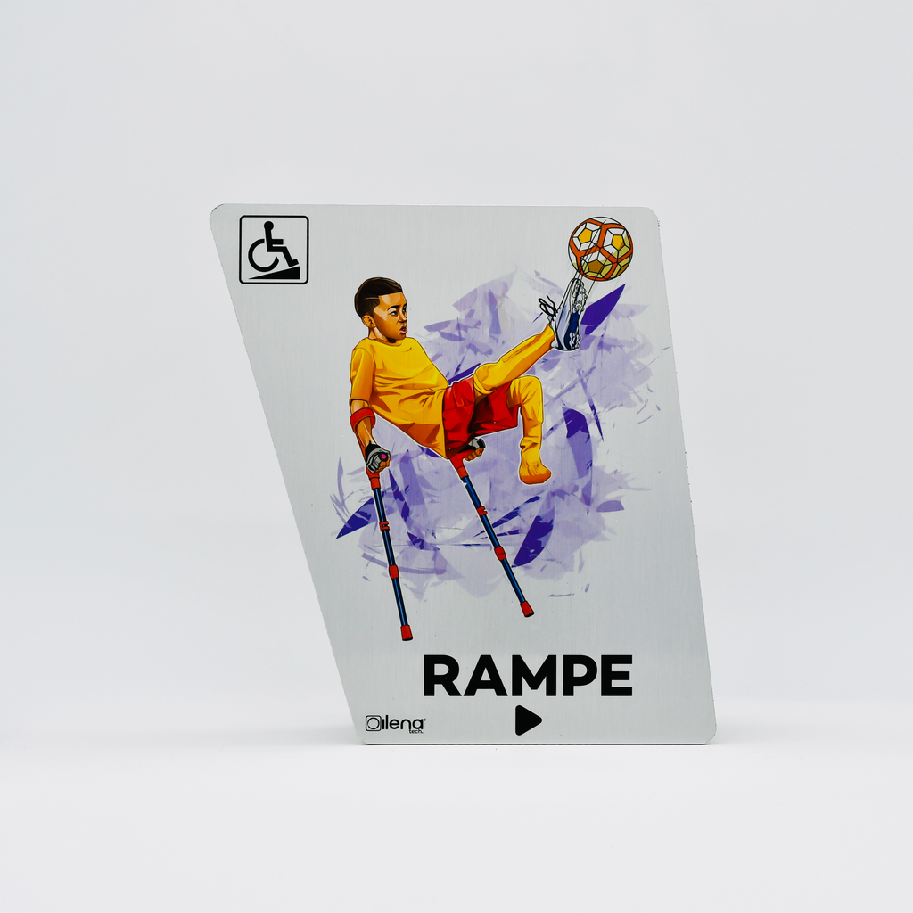 Panneau rampe droite - PMR -handicap - Foot gris