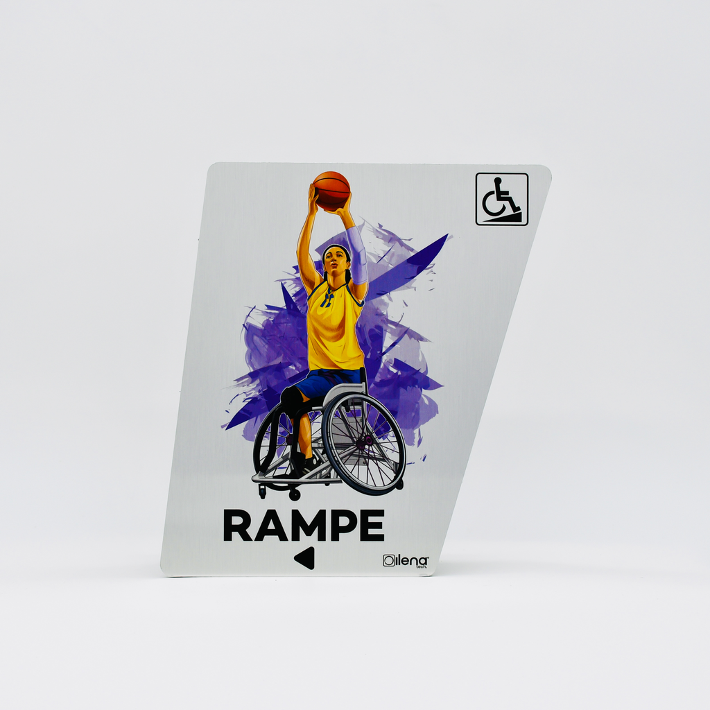 Panneau rampe gauche - PMR -handicap - Basketteuse gris
